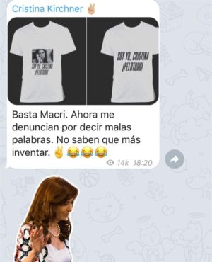 "Basta Macri", el mensaje de Cristina por la filtración del audio con Parrilli 1