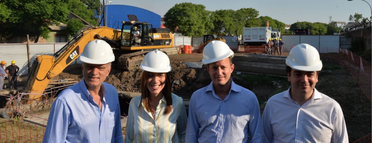 Grindetti, Vidal e Insaurralde visitaron la obra del Arroyo Galíndez